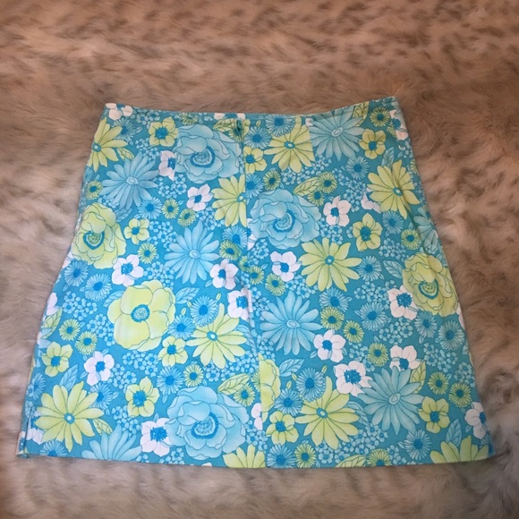 La Belle-Turquoise Yellow Stretch Mini Skirt - Picture 2 of 6
